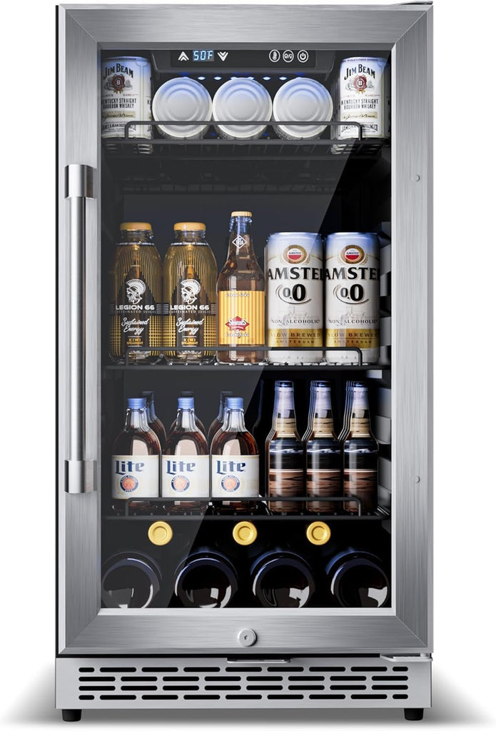 18-inch under-counter beverage refrigerator - 140-Can & 20-Bottle Capacity, Dual