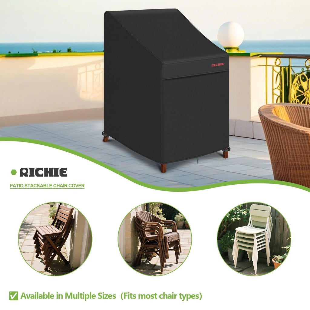 Stackable Patio Chair Cover, 600D Stacking Outdoor Chair Cover Waterproof, High Back Covers for 4-6 Stackable Dining