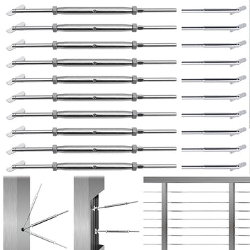 10 Pairs Cable Railing Hardware Kit for 1/8" Wire Rope