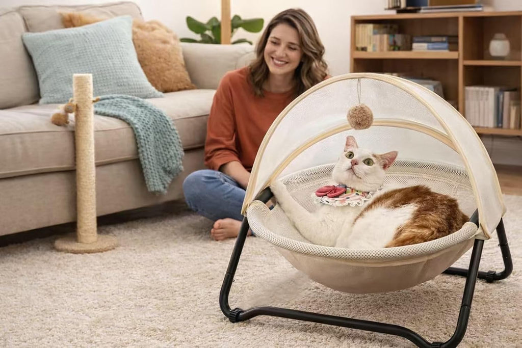 Cat Bed, Pet Hammock Bed for Cats and Dogs, Comfortable and Breathable Elevated Cat & Dog Nest, Easy to Assemble