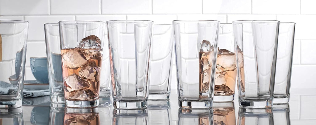 Drinking Glass Set - 10 Highball Glass Cups, 16 Oz. Basic Water Glasses, Beer, Juice, Cocktails, Wine, Iced Tea, Bar