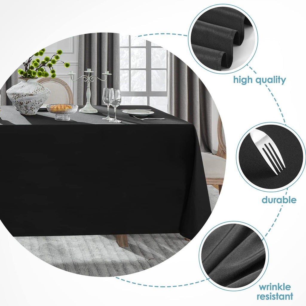 Classic Series 2 Pack 90 * 132inch Black Rectangle Tablecloth