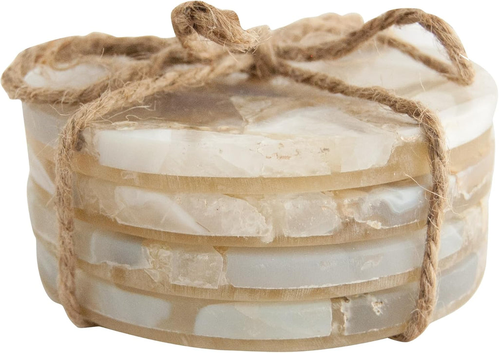 Round Agate Coasters, Multicolor - Set of 4