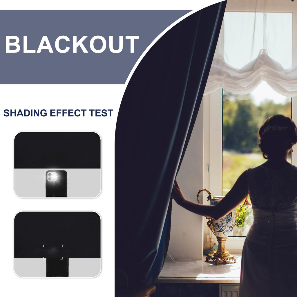 Blackout Curtains - Thermal Insulated Room Darkening Rod Pocket Curtains, Set of 2 Panels with Tiebacks, 38 x 84