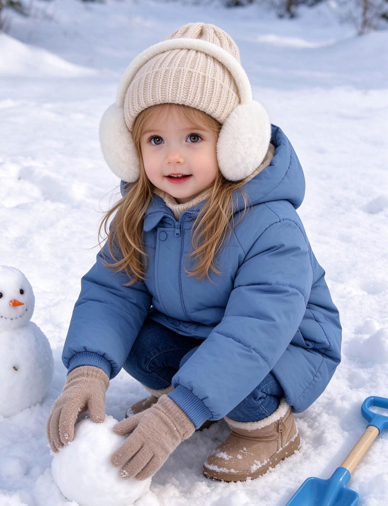 Baby Girls Winter Jackets Blue Toddler Fleece Coat for Kids