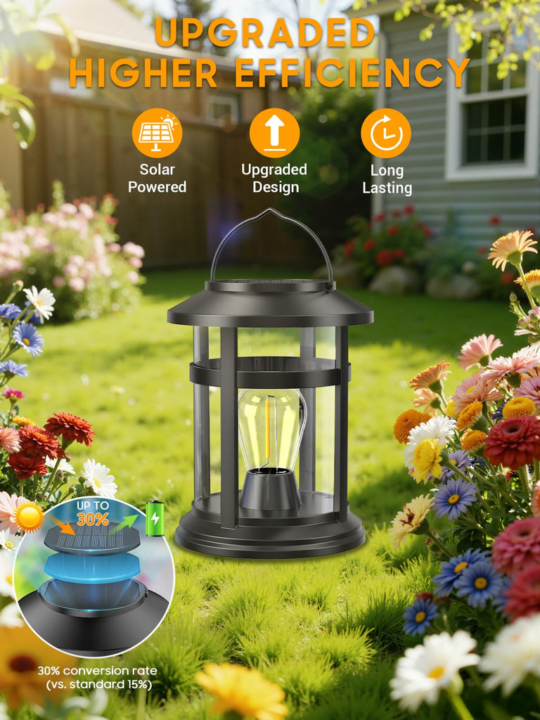 Solar Lantern Outdoor Waterproof, 4 Pack Bright Hanging Solar Lights for Outside Decorative, Upgraded Solar Powered