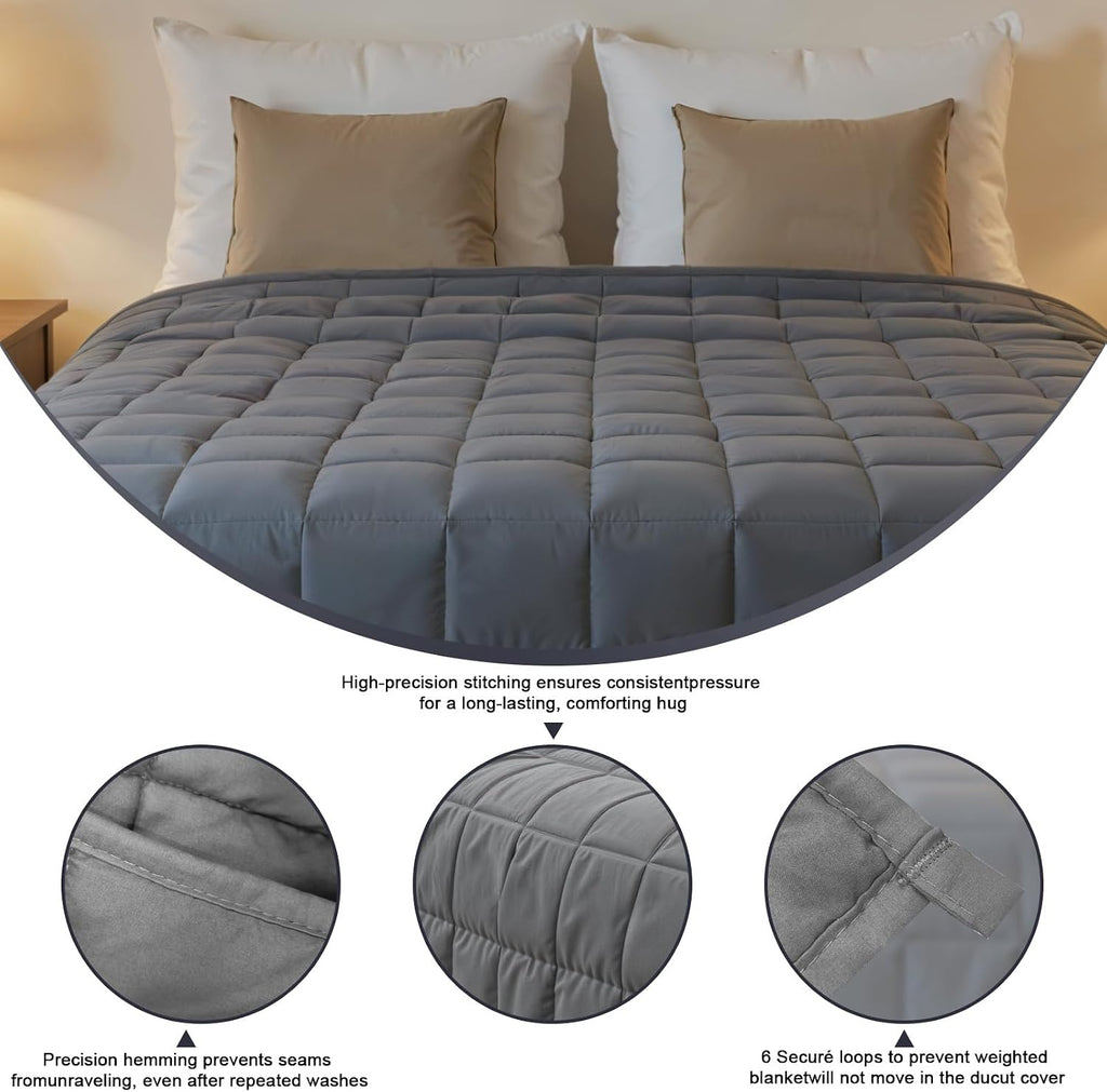 Weighted Blanket for Adults, Grey Cooling Heavy Blanket for Sleeping Perfect for 190-210 lbs, Queen Size Breathable