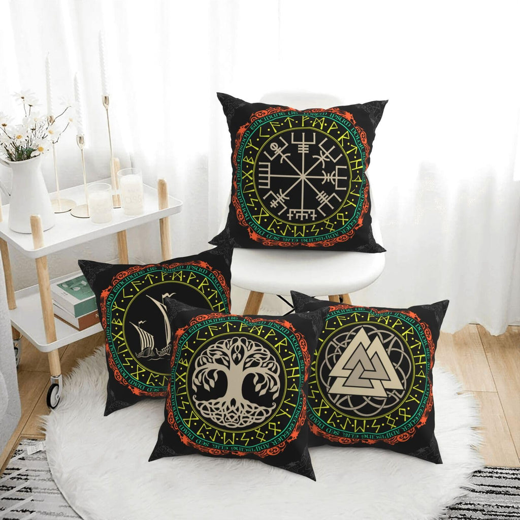 Vegvisir Viking Scandinavian Throw Pillow Covers 18x18 Inch Set of 4