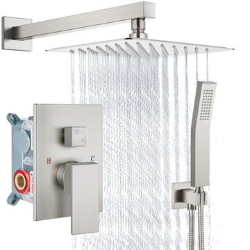 Shower Faucet Set with Handheld Brushed Nickel 8 Inch Head
