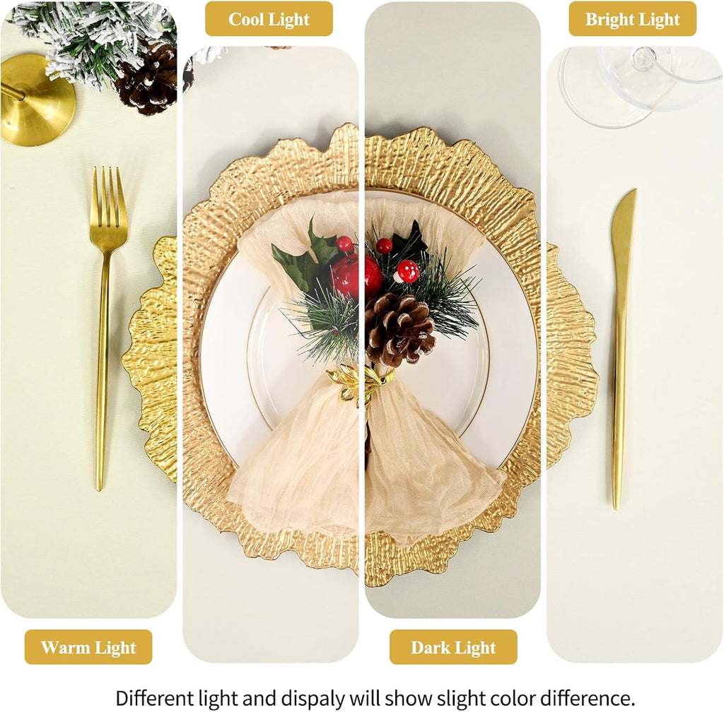 Gold Charger Plates Bulk, 13" Reef Charger Plates - Set of 50