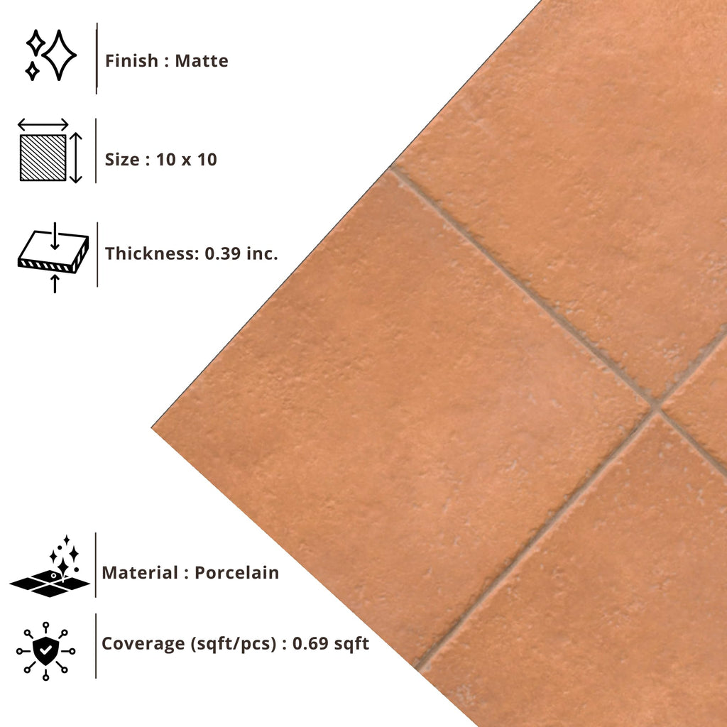 MS Antico 10x10 Red Cotto Look Matte Porcelain Tile - 20 Pieces