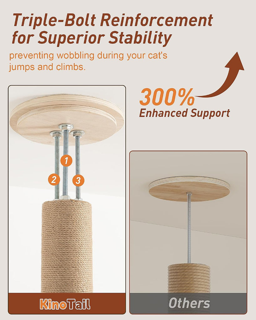 Floor to Ceiling Cat Tree for Large Cats, 76-108" Height Adjustable