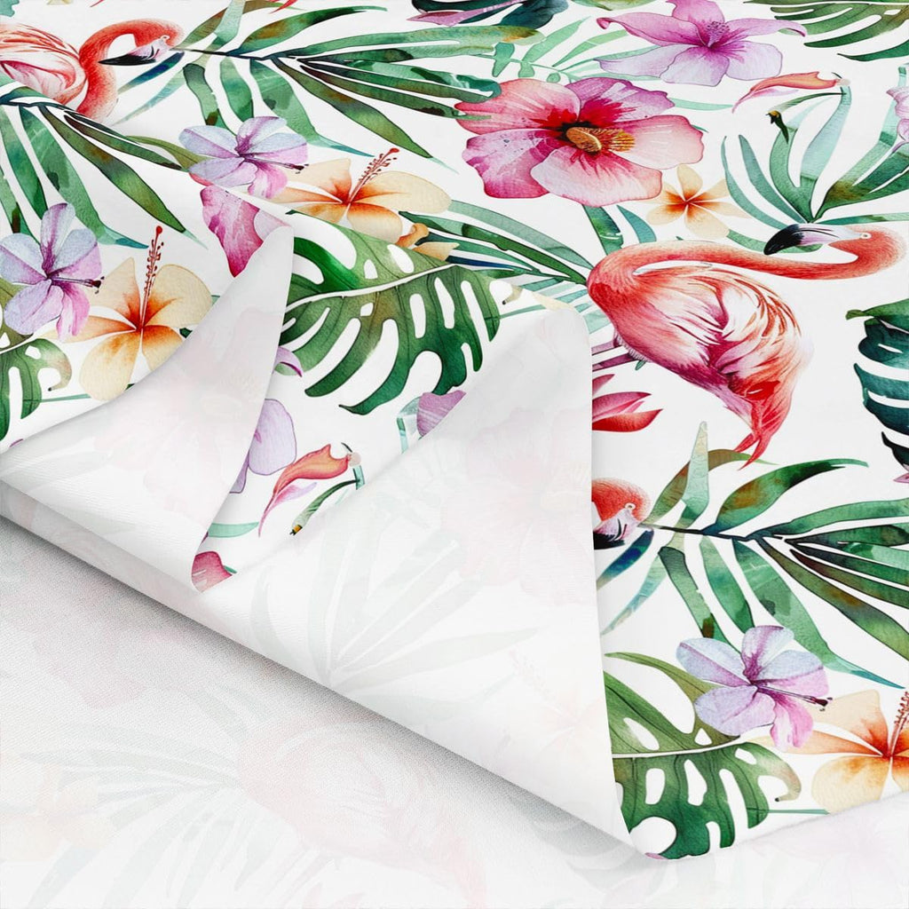 Pink Flamingo Fabric by The Yard, Tropical Palm Leaves Waterproof Outdoor Fabric, Hawaii Summer Vacation Upholstery and