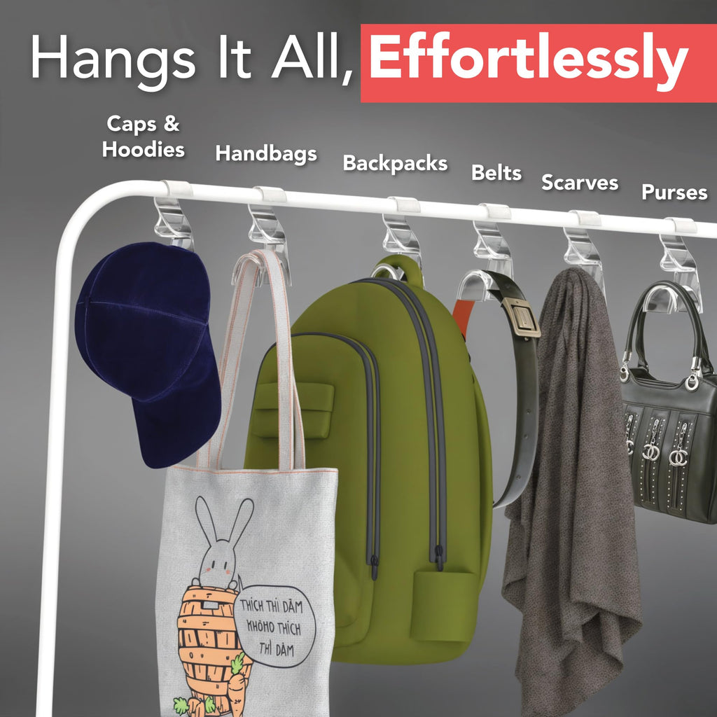 Clear Purse Hanger Closet 3 Pack, Acrylic Purse Hooks for Closet