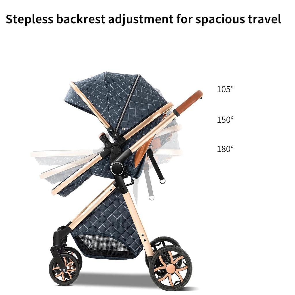 2 in 1 Baby Stroller, Convertible Pram, Reversible Standard Stroller, Portable Baby Buggy, Infant Carriage, Foldable
