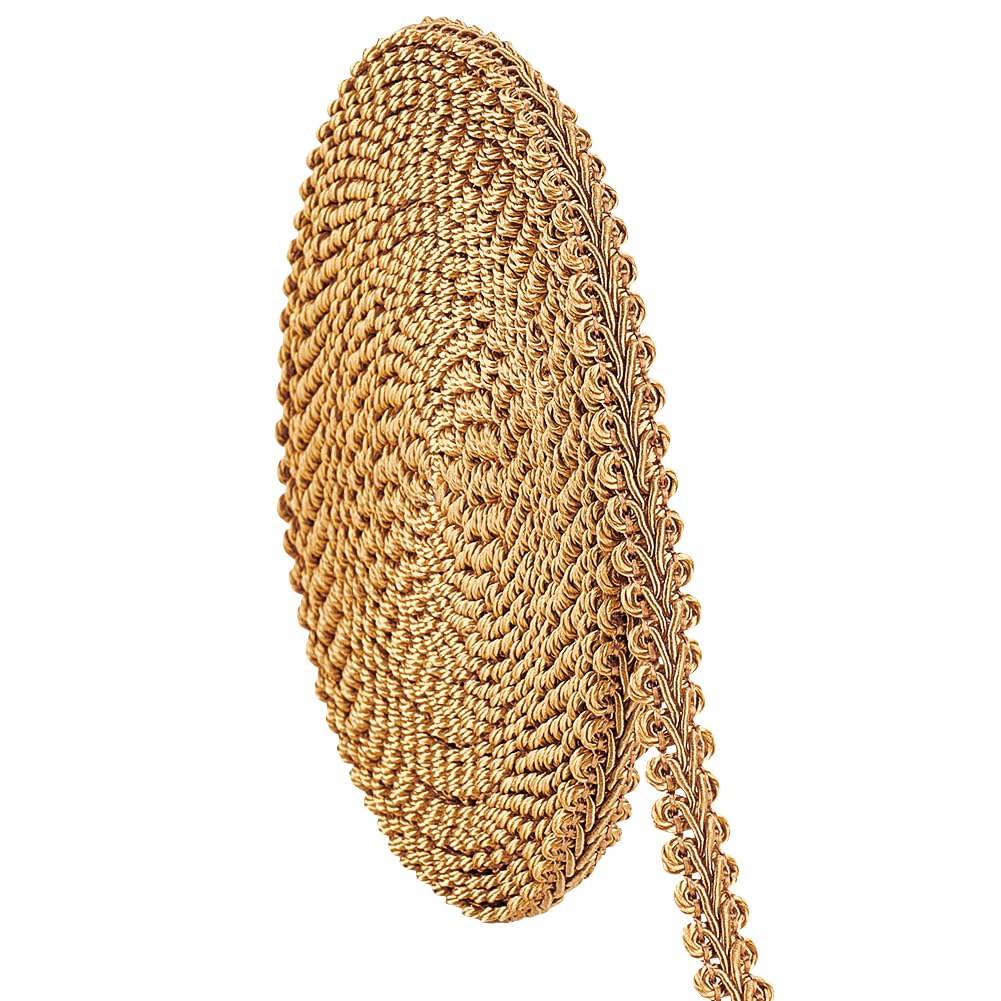 Golden Gimp Braid Trim 1/2 inch Gold Polyester Woven Fabric Lace Upholstery Trim for Sewing Costume DIY - 15 Yards
