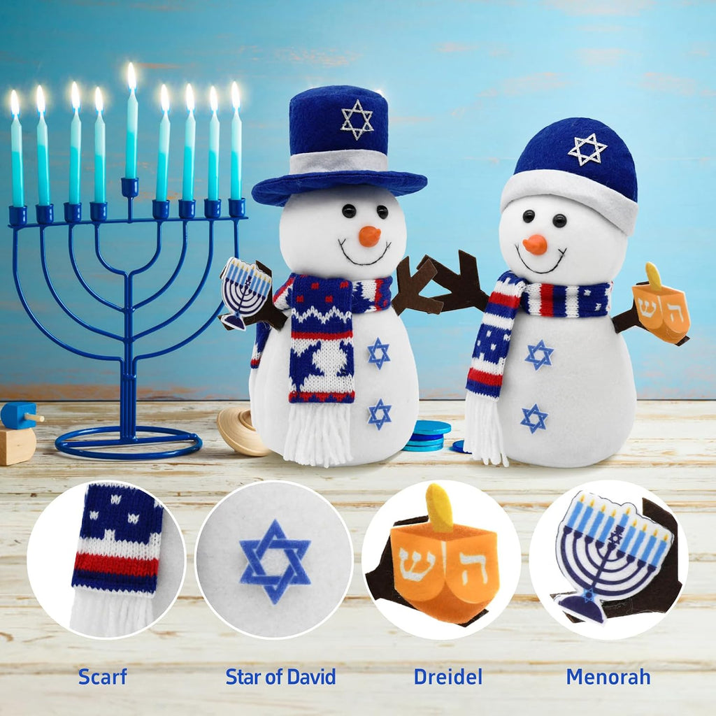Hanukkah Decorations Indoor, Snowman Figurines with and Star of David, Jewish Gnomes Holiday Decor Chanukah - Set of 2