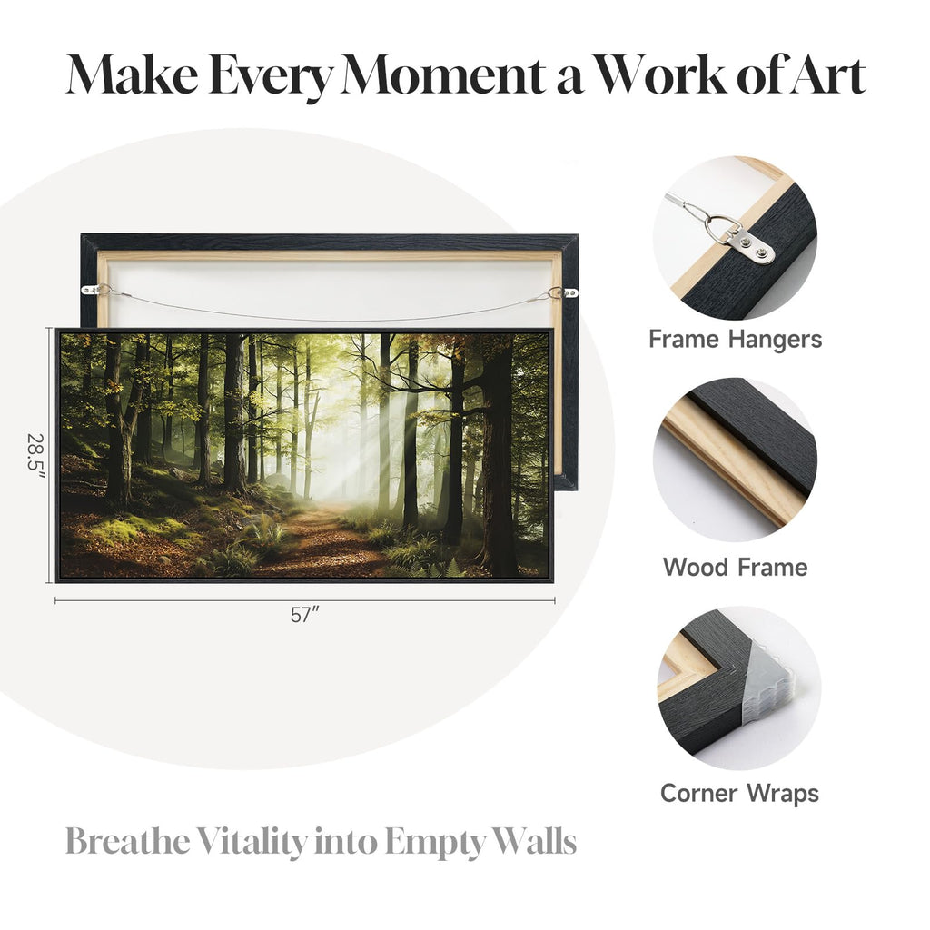 Framed Forest Landscape Photograph Wall Art, 60x30 Inch