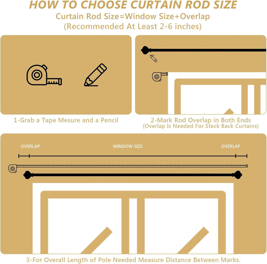Ceramic Curtain Rods for Windows 18 to 55 Inch,1 Inch Adjustable Telescoping Drapery Rod Heavy Duty Window Treatment