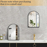 Black Arched Mirror, Modern Bathroom Wall Mirror Aluminum Alloy Framed Mirror Brushed Metal Vanity Wall Mounted Mirror
