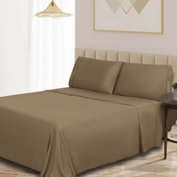 100% Rayon from Bamboo, Extremely comfortable, softer than cotton, Full Bed Sheet Set, Solid, Taupe