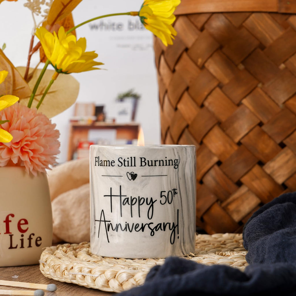 50th Anniversary Candle - 50th Wedding Anniversary Present for Couple & Parents, 50 Year Aniversario Gifts for Men