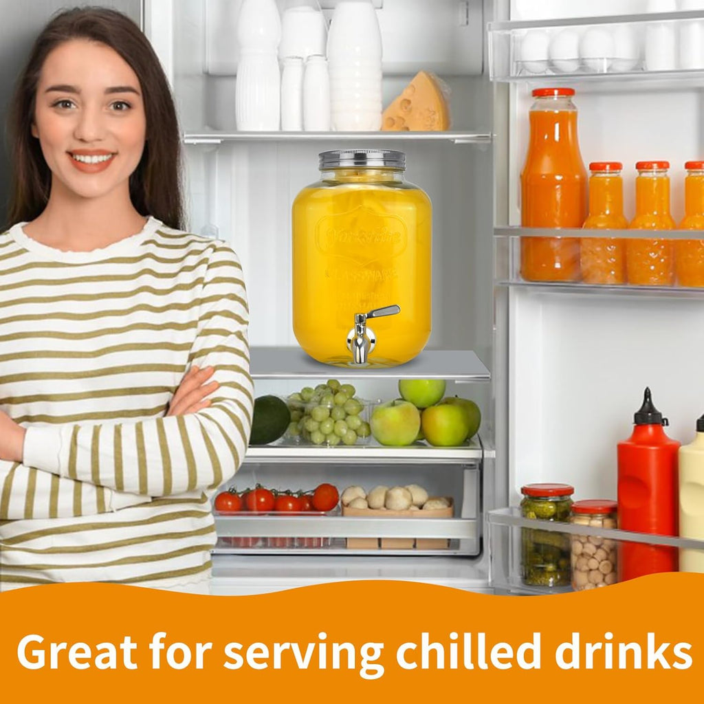 With Stainless Steel Spigot,1.2 Gallon Mason Jar Drink Dispenser,Sun Tea,Lemonade & Juice Dispenser for Parties