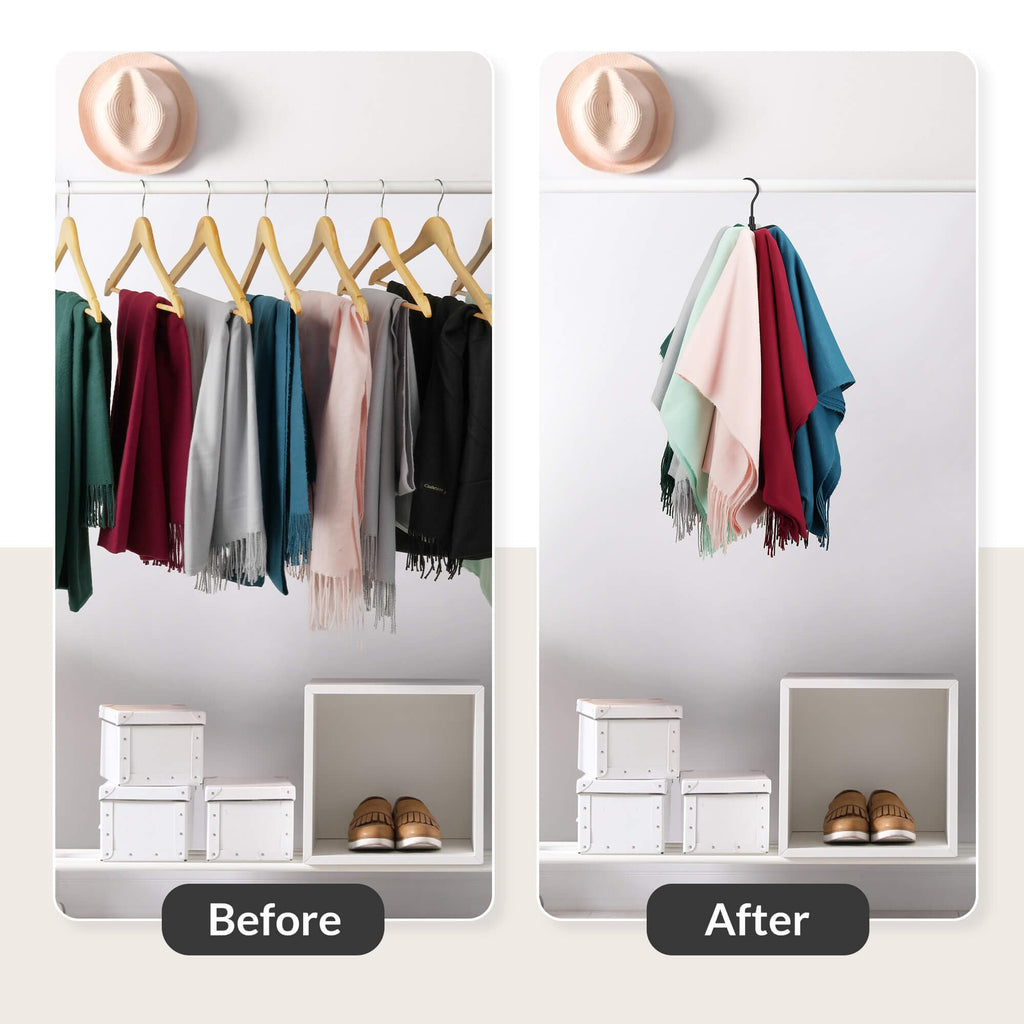 2 Pack Scarf Organizer Scarf Hanger for Closet, Rotatable Sturdy Hijab Holder Holds 16 Scarves, Metal Space Saving