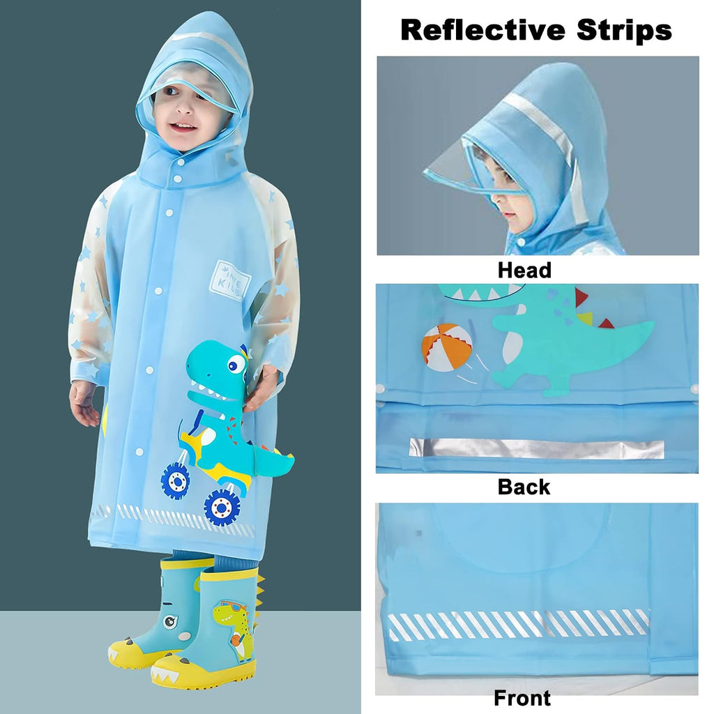 Kids Raincoats for Girls Boys Waterproof Rain Jacket Cartoon Dinosaur Children Toddler Rain Wear Children Rain Poncho