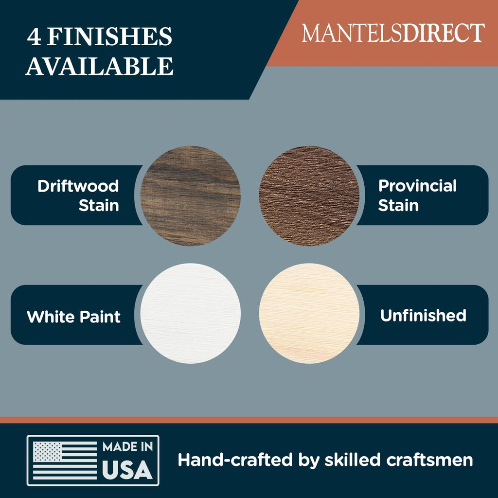 Vail Fireplace Mantel Shelf - 72 Inch Wide x 4 Inch Tall - Driftwood Finish, Rustic, Distressed, Wall Mounted Shelf