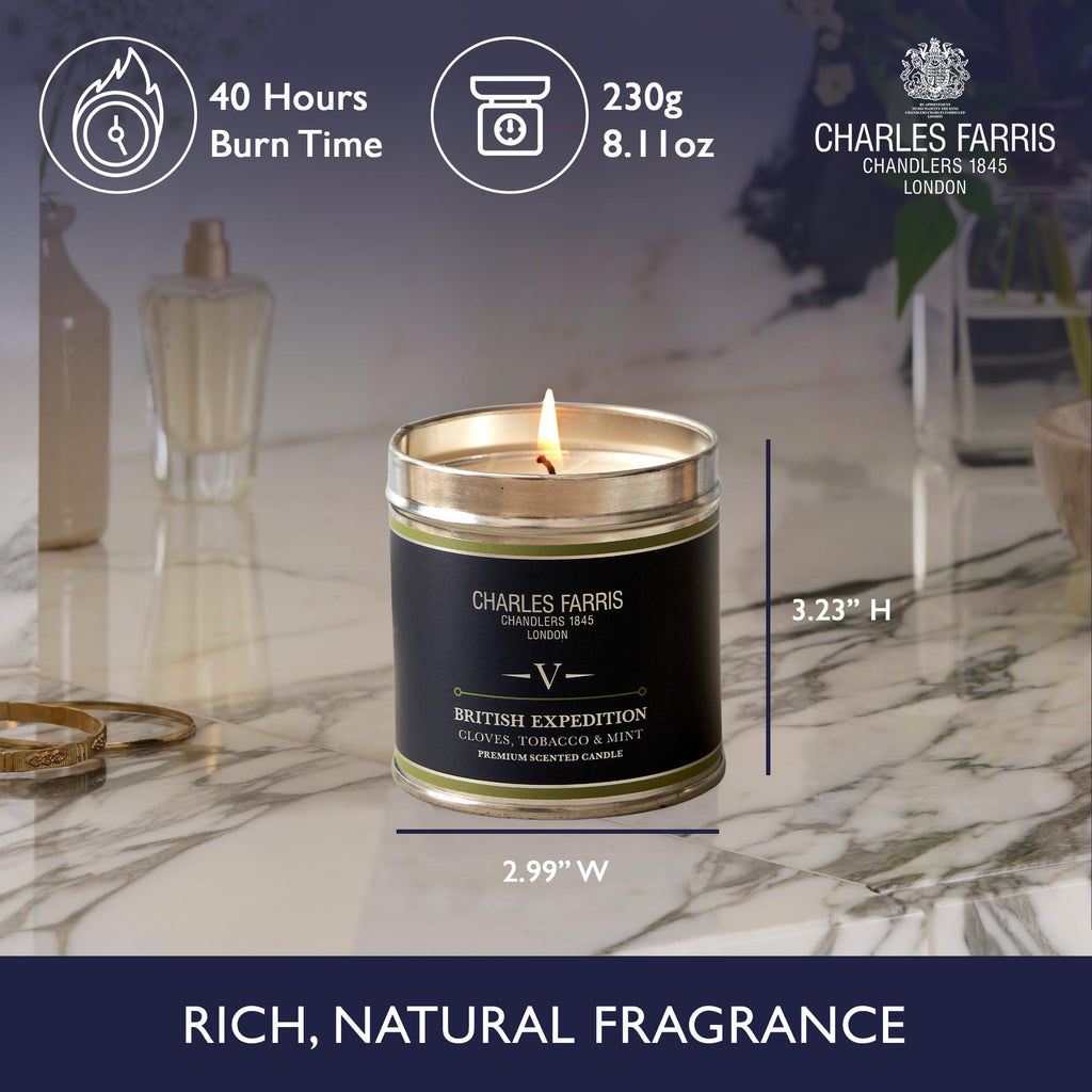 Luxury Scented - Tin, Hand-Poured, Long Lasting, Clean Burning, 300g / 10.5oz, Burns for up to 40 Hours, Made in