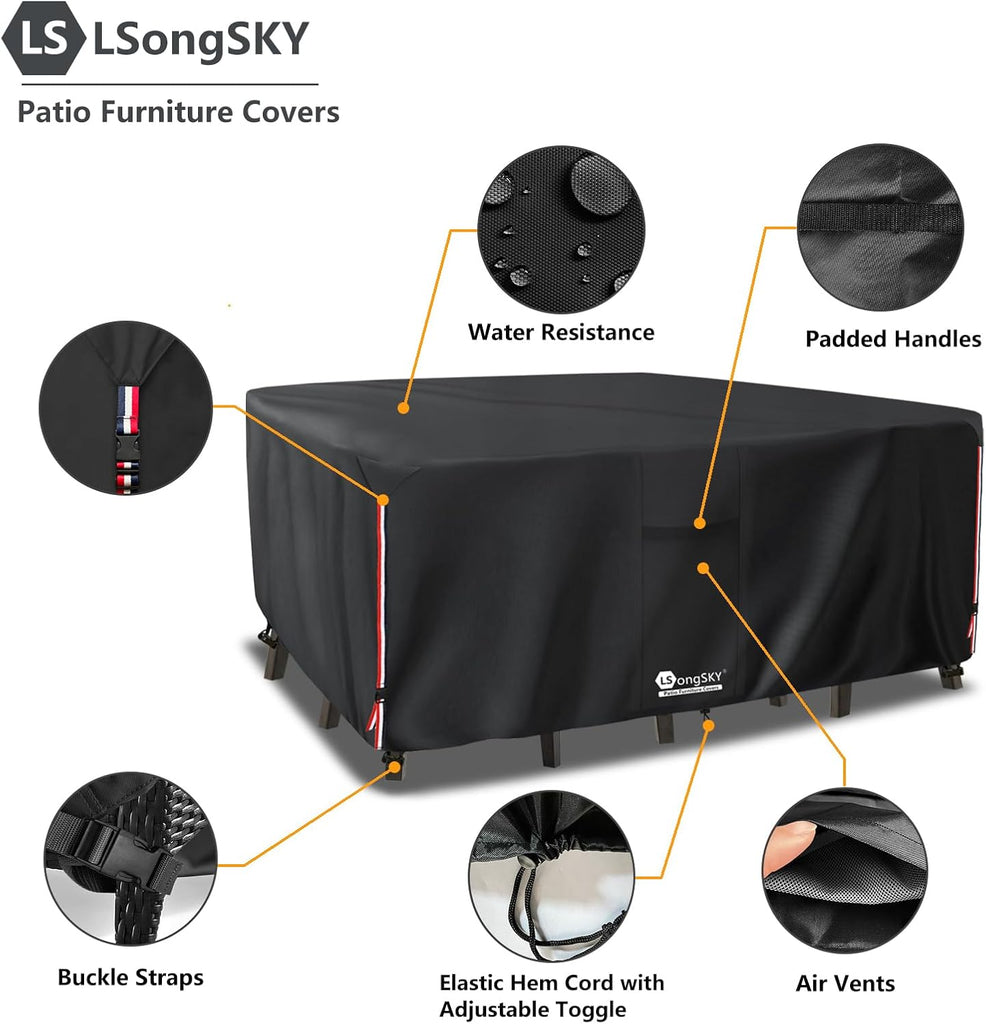 Outdoor Furniture Covers Waterproof,600D Heavy Duty Patio Furniture Covers for 6/7/8 PCS Sets Sectional Sofa Couch
