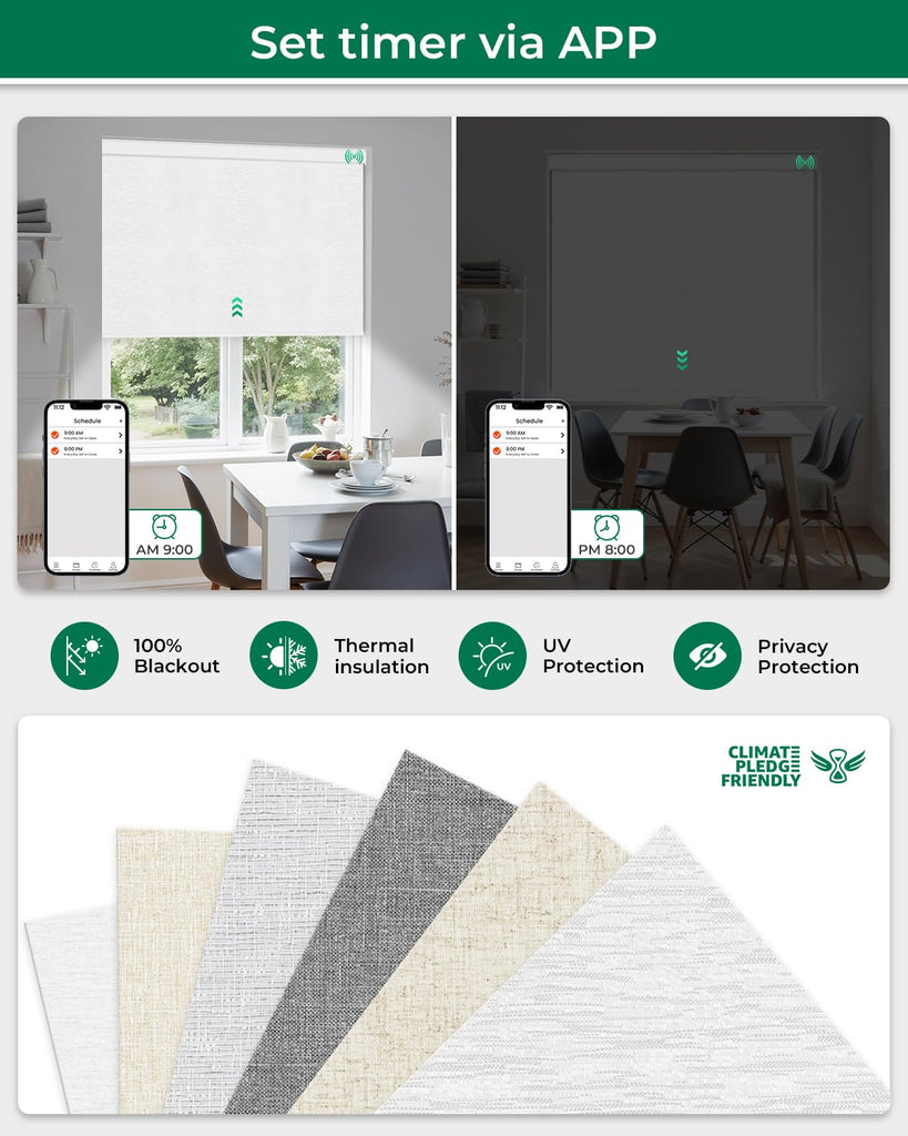 Motorized Blinds with Remote (Cloud-Patterned, )