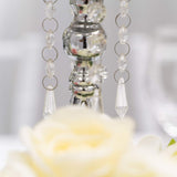 Quintette Candle Holder 5-Arm High Gloss Metallic Metal Tabletop Chandelier with Crystal Dangles, Candelabra, Candle