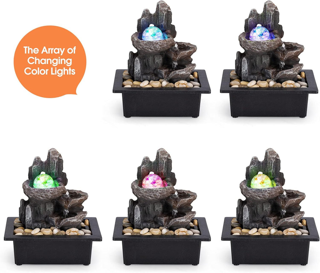 Tabletop Fountain Rotating Ball Rock Waterfall Fountain Office Tabletop Fountains Decor Includes Many Natural River