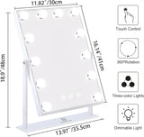 Vanity Mirror with Lights, 19''x12'' Makeup Hollywood Mirror for Desk with 12 Bulbs Light Smart Touch Control 3 Colors