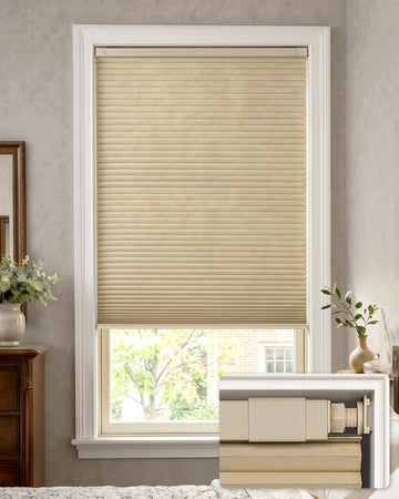 No Drill Blackout Cellular Shades, 20" W x 48" H, Beige
