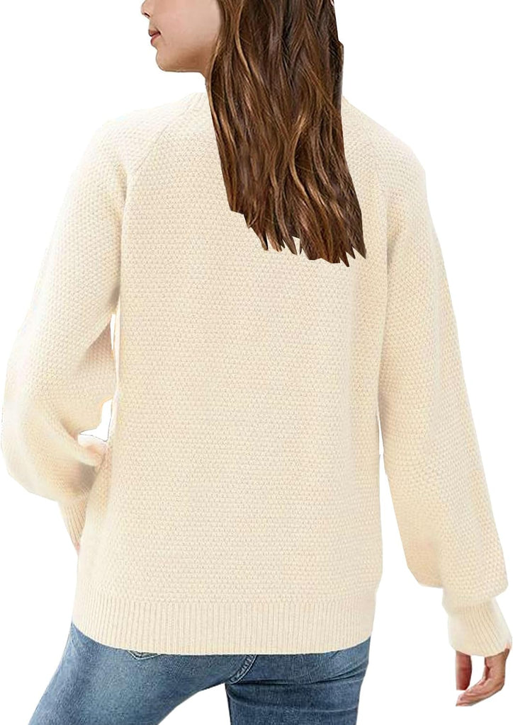 Girl's Sweater Cable Knit Long Sleeves Crew Neck Soft Casual Pullover Sweaters