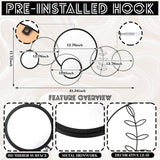 Wall Mirror Decorative 41.34'' x 17.72'' Round Modern Metal Wall Mirrors Set Circle Plates Overlapping Decorations
