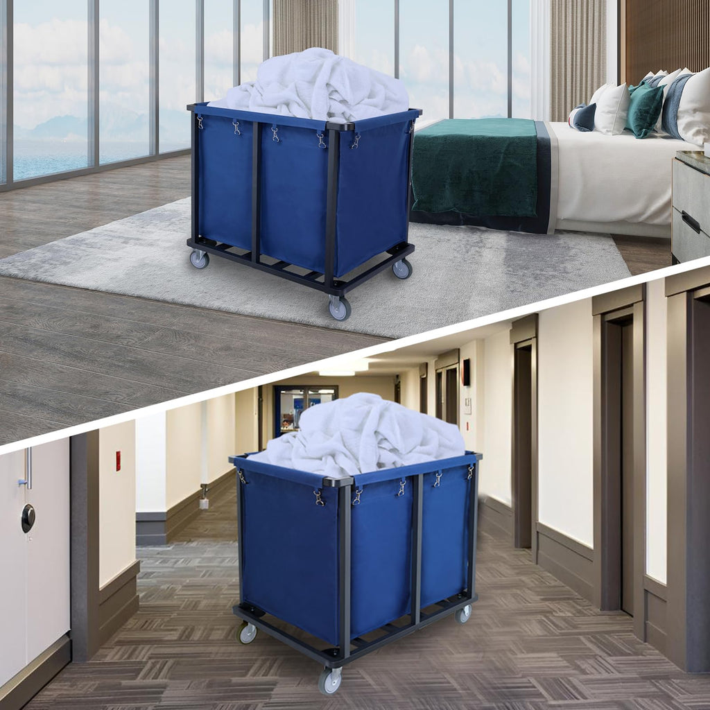 Commercial Laundry Cart with Wheels,400L Blue