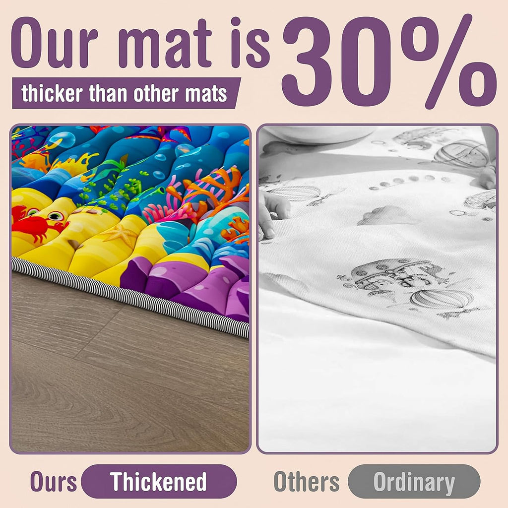 Play Mat, 50x50 Thickened Playpen Mat, Waterproof & Non-Slip, Foldable Play Mat for Floor, Machine Washable Crawling