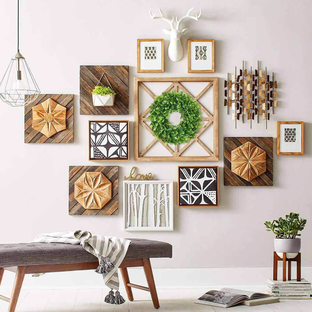 Artificial Small Boxwood Wreath Decoration - 11" Mini-Sized Green Candle Wreath for Wall Window Home Decoration - Set of 4