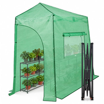 9x4 Easy Setup Pop Up Greenhouse, Lean-To Design, Clear/Green