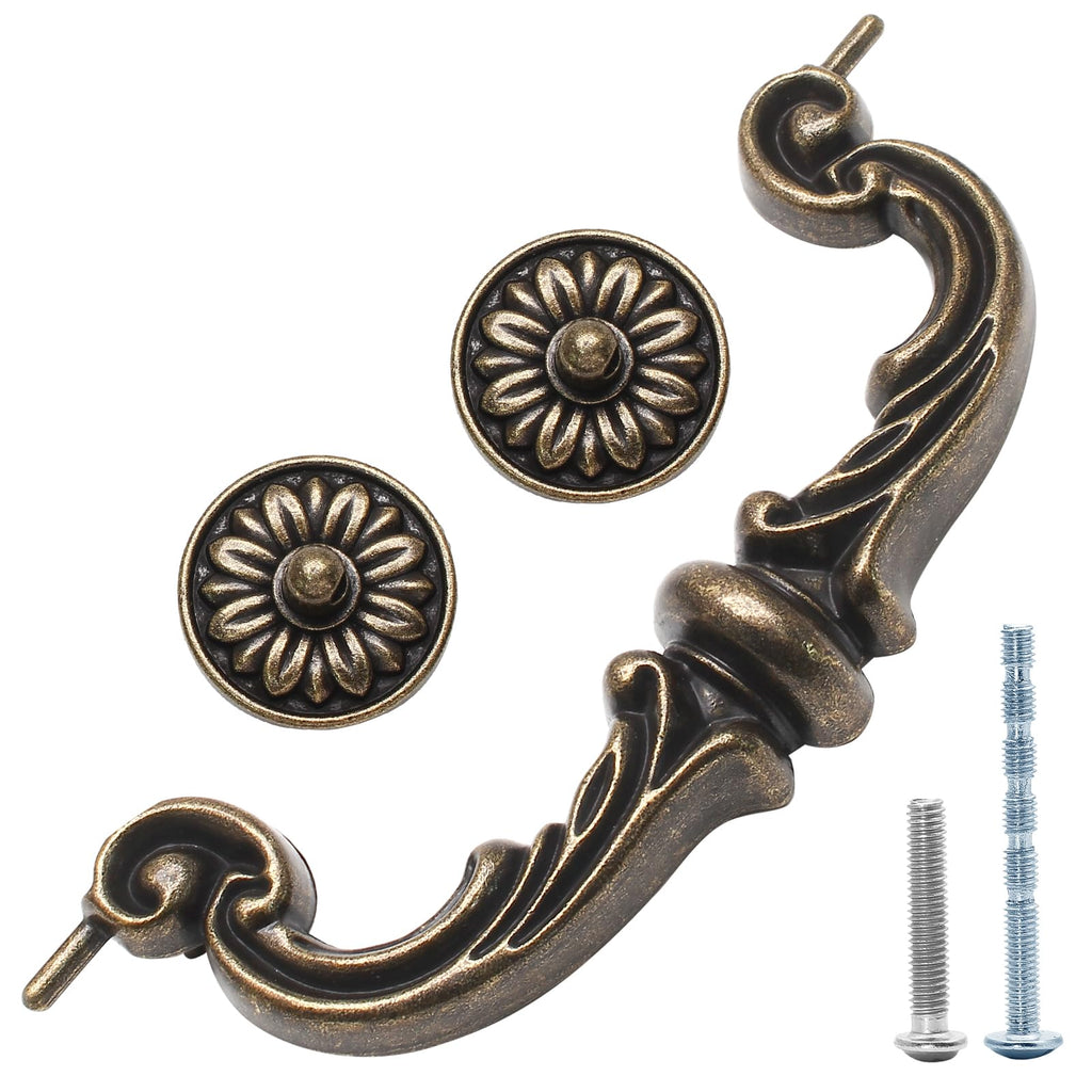 4 Pack Vintage Drawer Pulls 6 in Hole Center Drop Bail Cabinet Pulls
