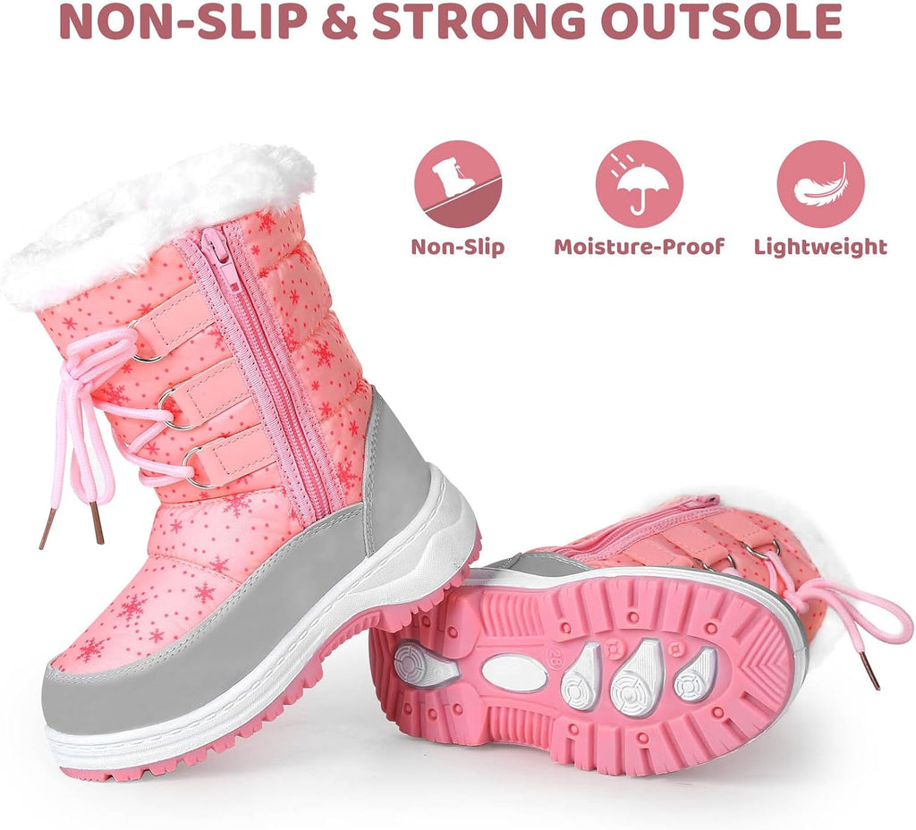 Kids Girls Insulated Fur Winter Warm Snow Boots Toddler/Little Kid