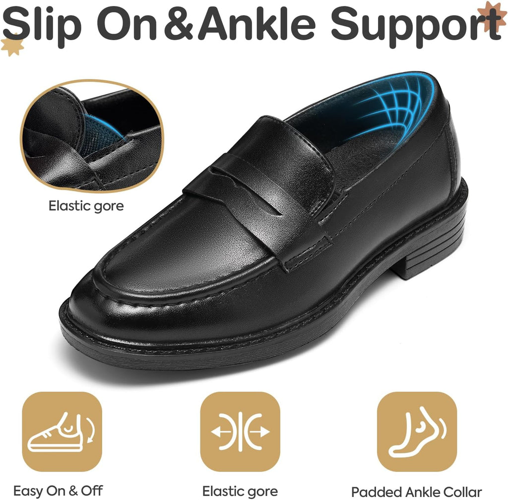 Boys Slip-On Dress Shoes, Kids Penny Loafers for Formal Party Casual