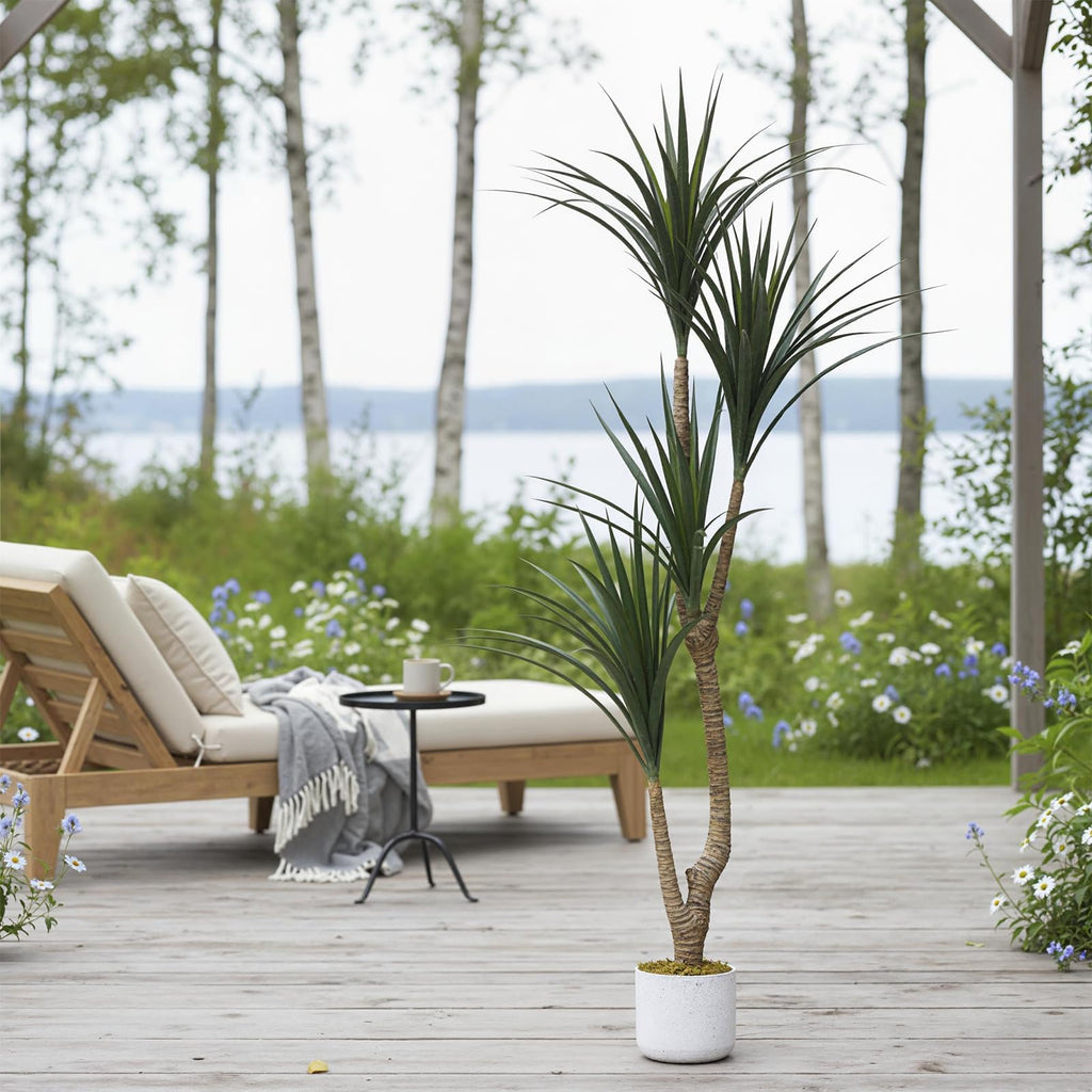 5.4FT Artificial Dracaena Plants with White Planter