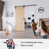 36in x 84in Sliding Barn Door with 6.6FT Barn Door Hardware Kit & Handle Included,Solid Spruce Wood 