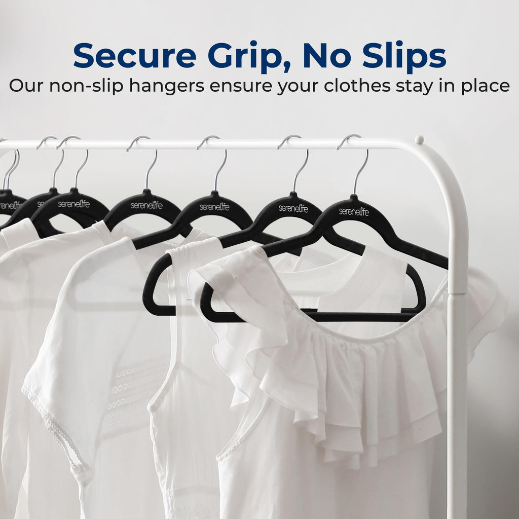 50-Pack Velvet Non-Slip Hangers - Slim Heavy Duty Clothes Hangers with 360° Swivel Hooks, Space-Saving Design