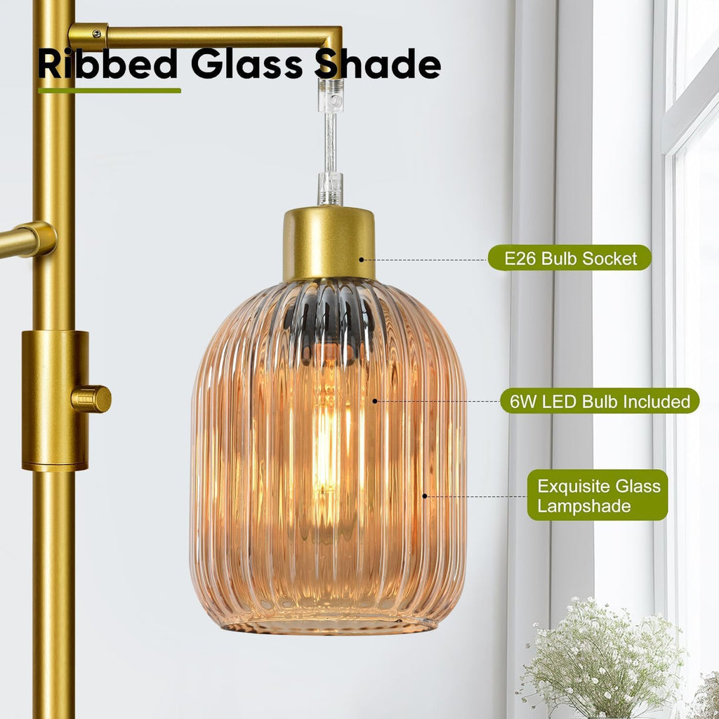 Modern Floor Lamp, Dimmable Glass Standing Lamp Vintage